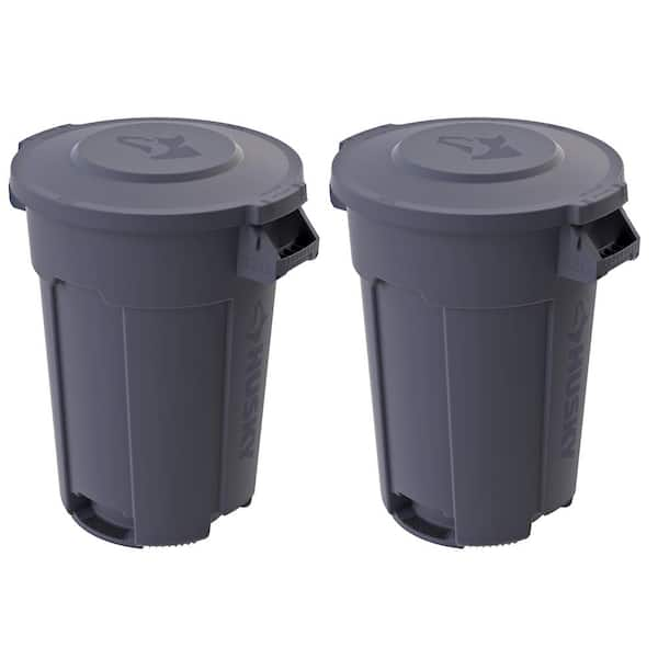 Husky 32 Gal. Grey Outdoor Vented Trash Can with Domed Lid (2-Pack) 999 ...