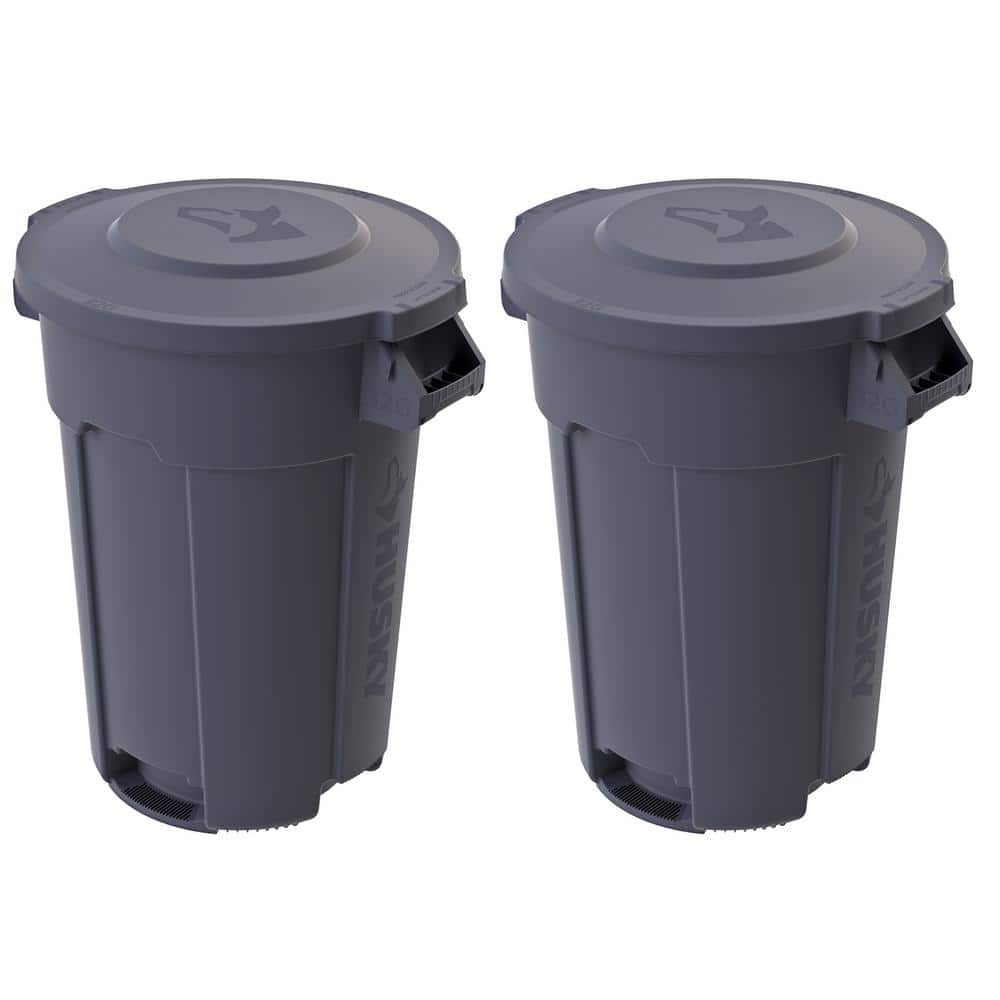 32 Gal. Grey Outdoor Vented Trash Can with Domed Lid (2-Pack)
