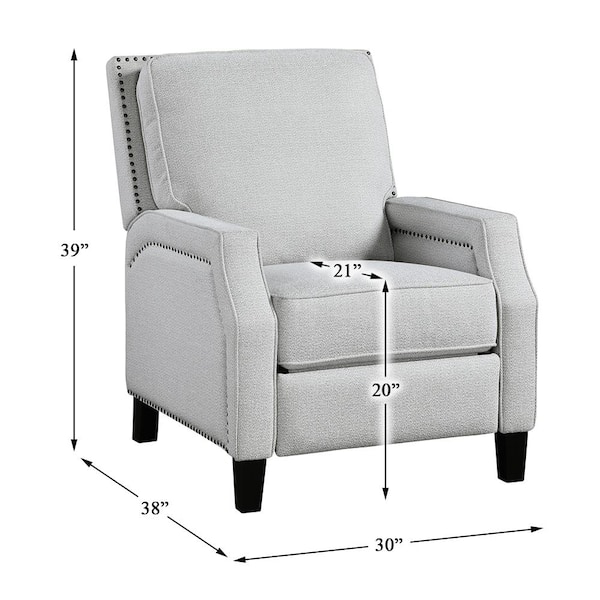 Lazzara Adele Gray Chenille Fabric Manual Push Back Recliner