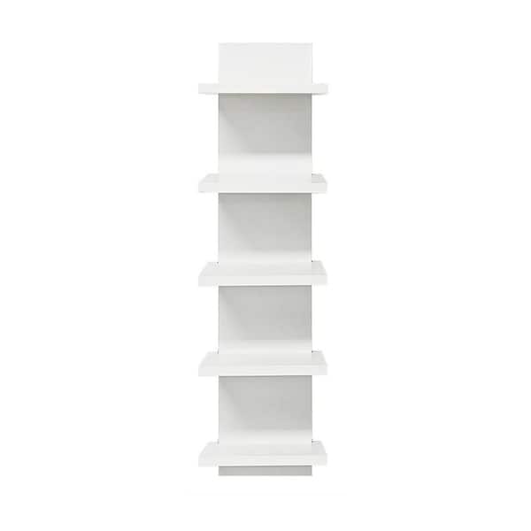 5 Tier 7 in. W x 6 in. D White Wood Decorative Wall Shelf