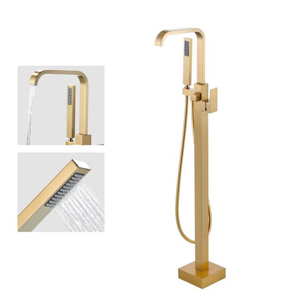 VEVETTA Single-Handle Freestanding Tub Faucet with Hand Shower in. Gold