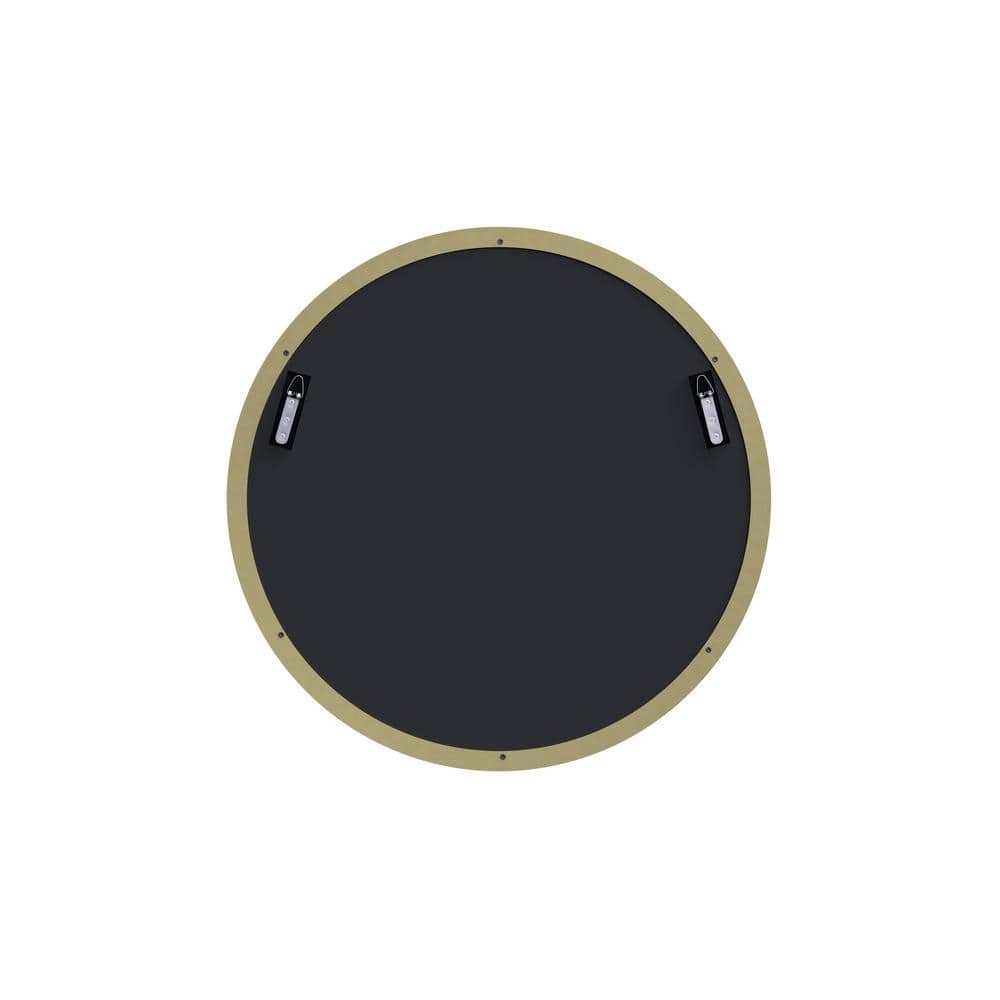 Leia 28" Round Bronze and Wood Mirror