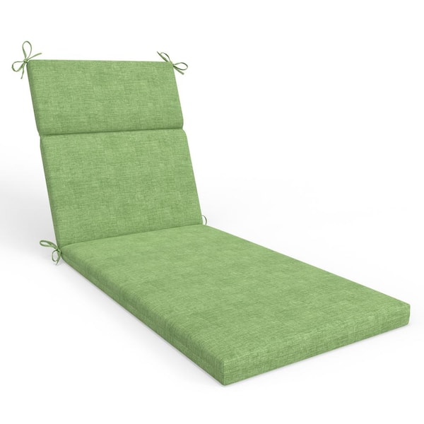 Pillow Perfect Solid Twill 21 in W x 3 in H Outdoor 1-Piece Split Back Chaise Lounge Cushion 1-Count in Splash Green