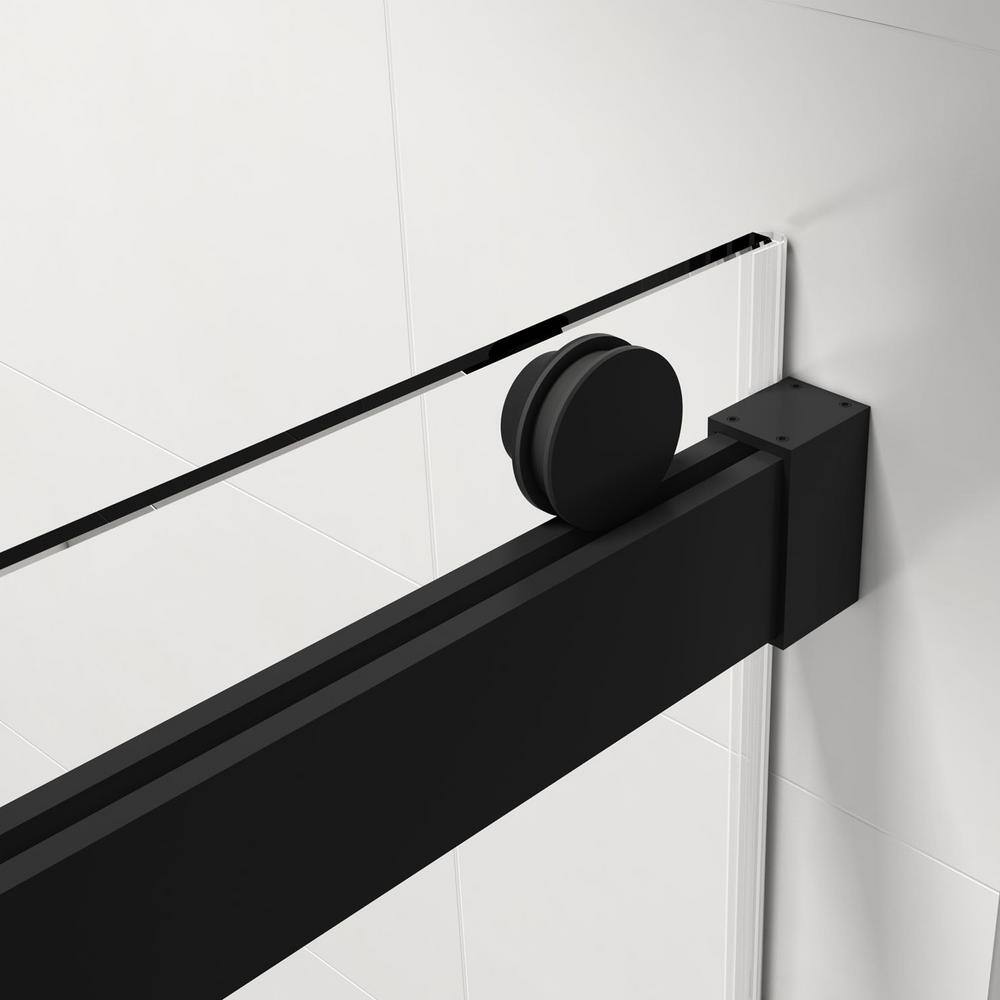 76'' Matte Black and Clear Glass Semi-Frameless Shower Enclosure