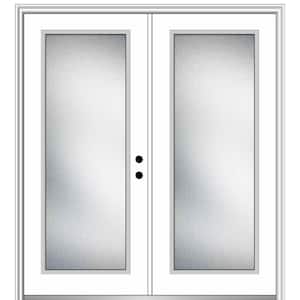 64 in. x 80 in. Micro Granite Left-Hand Inswing Full Lite Decorative Primed Steel Prehung Front Door on 4-9/16 in. Frame