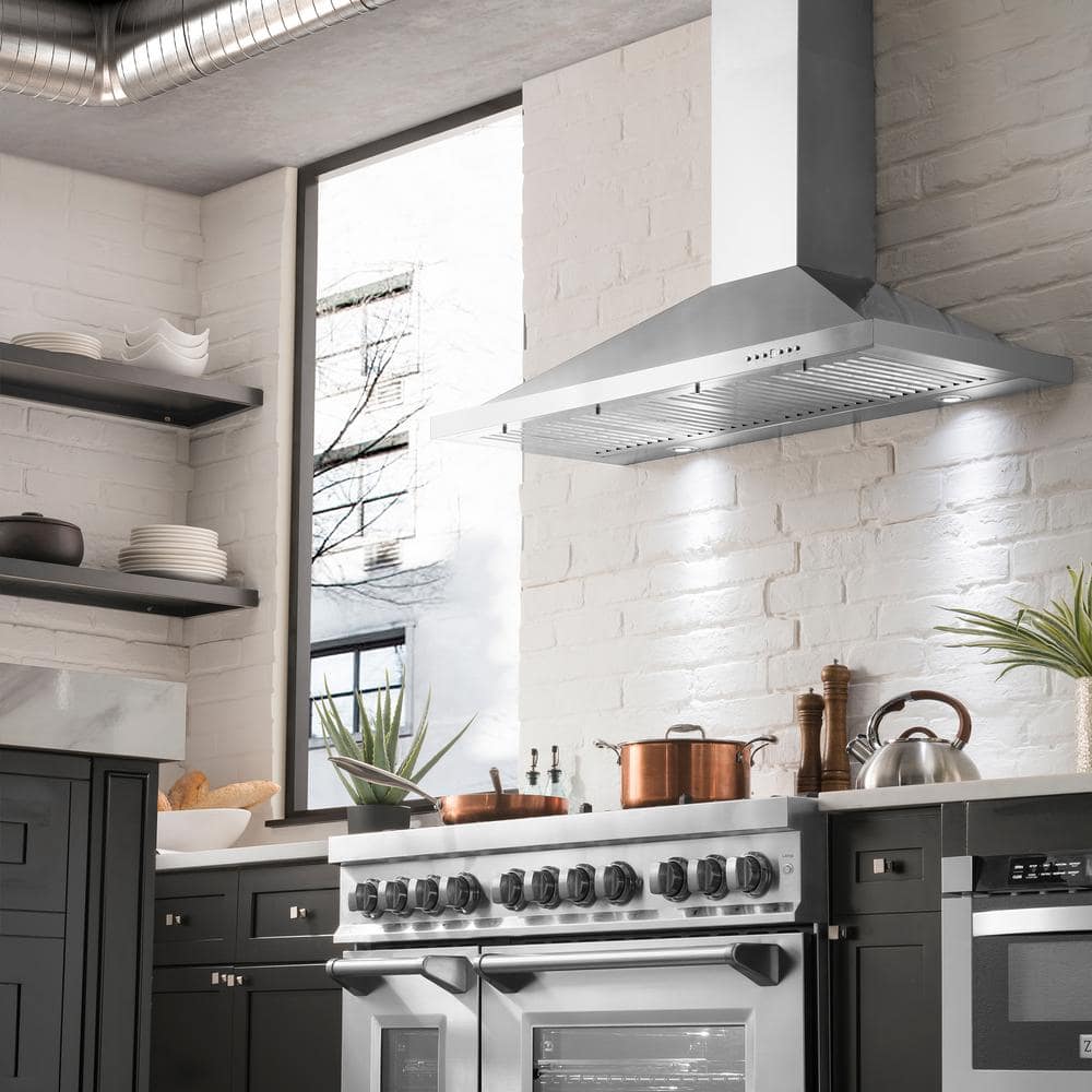 48" Stainless Steel Convertible Wall Mount Range Hood with Charcoal Filters