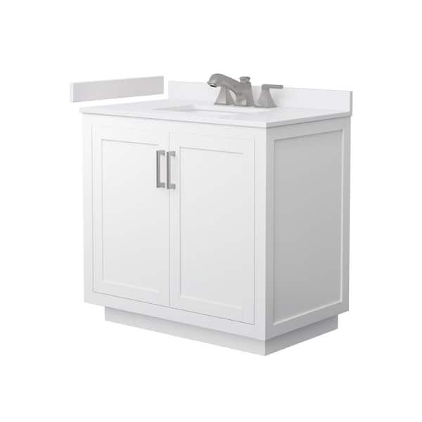 Miranda 36 in. Single Freestanding White Bath Vanity with White Cultured Marble Top