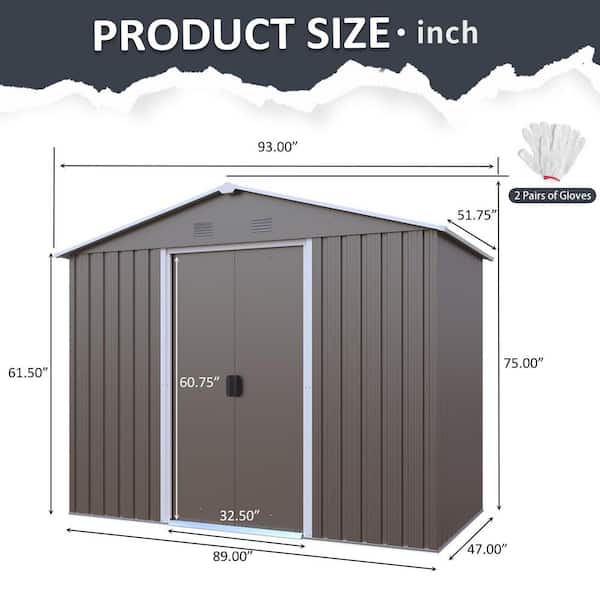 CARBUTLER 8 ft. W x 4 ft. D Outdoor Metal Storage Shed with Metal