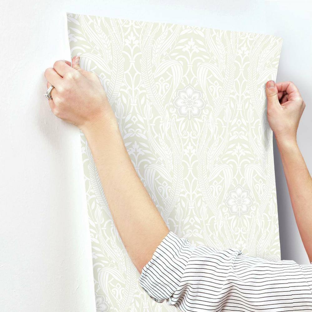 Gatsby Beige Damask Pre-pasted Washable Wallpaper Roll