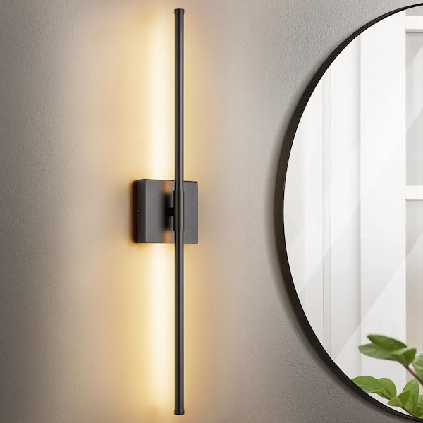 Allison 27.5 in. 1-Light Black Linear Dimmable LED Wall Sconce