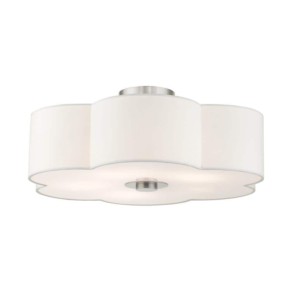 Chelsea 5-Light Brushed Nickel Semi-Flush Mount with Scalloped Shade
