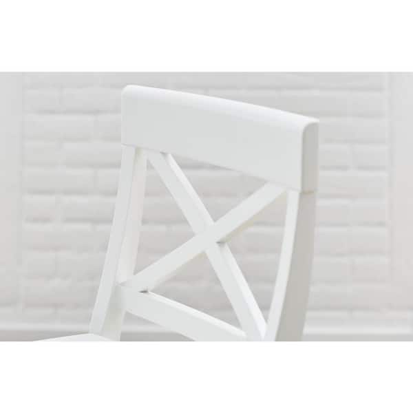 23.23 in. Cedarville White Wood Counter Stools with Cross Back (Set of 2)