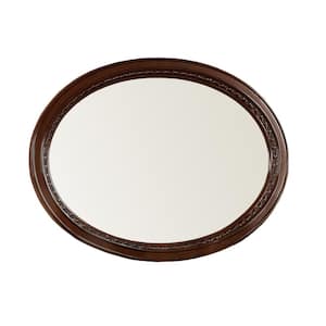Medium Oval Brown Cherry Beveled Glass Classic Mirror (37 in. H x 49 in. W)