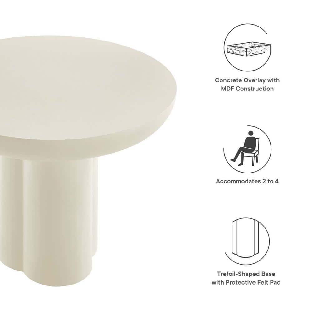 Caspian 40" White Round Concrete Dining Table with Pedestal Base