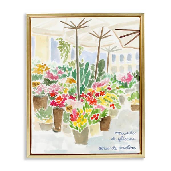 Stupell Industries Assorted Florals Scenery by June Erica Vess Gold Floater Frame Nature Graphic Art Print 21 in. x 17 in.