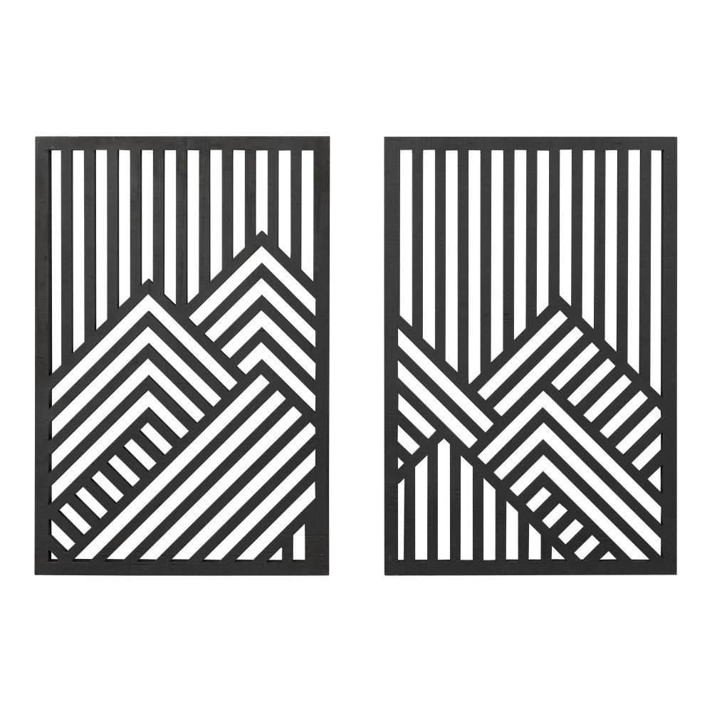 Montour Black Geometric Wooden Wall Art Plaque Set
