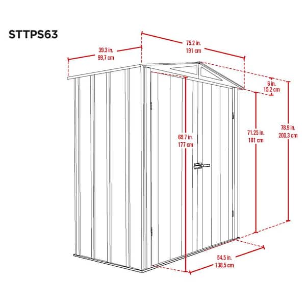 Scotts 3 ft. W x 6 ft. D x 7 ft. H Metal Garden Storage Cabinet