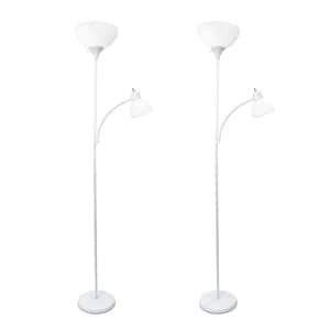 Mother Daughter 71.5 in. White Floor Lamp Set with Reading Light and White Shades (2-Pack) Set of 2 (Floor Lamps)