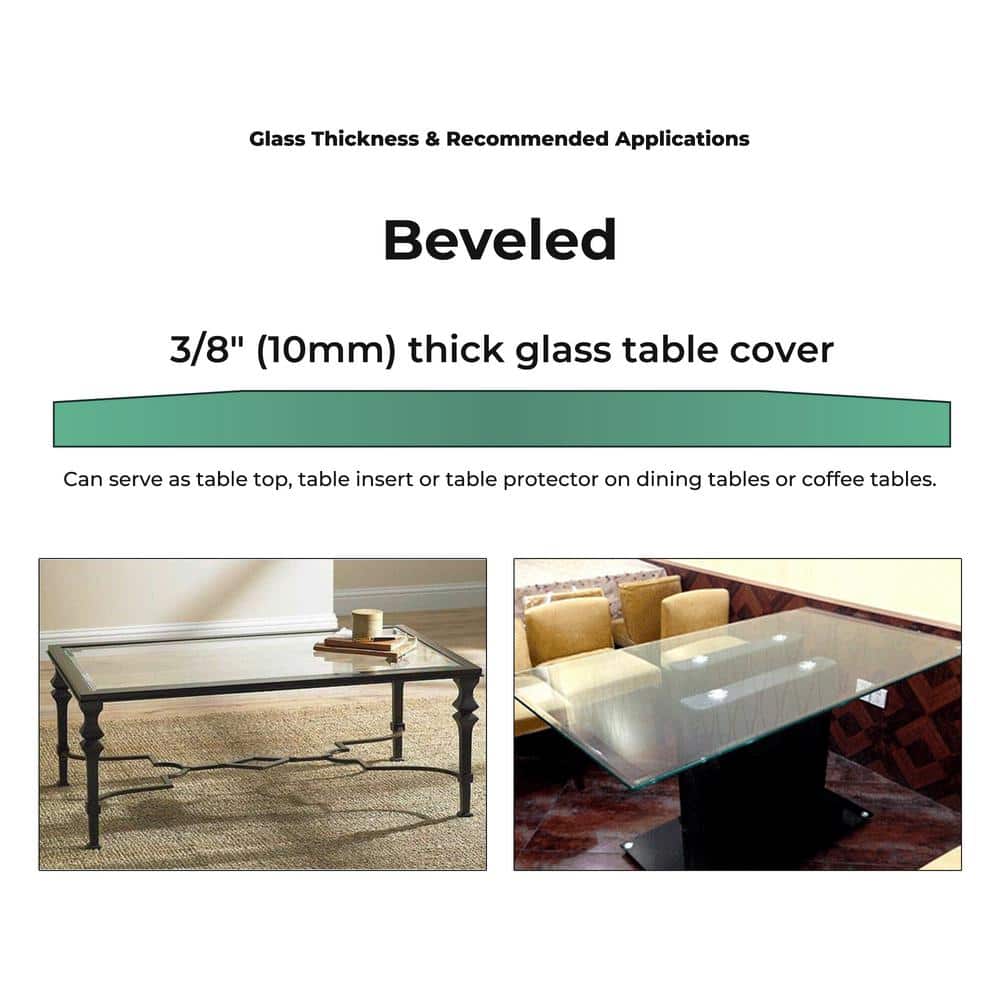 Contemporary Clear Tempered Glass Coffee Table with Beveled Edge