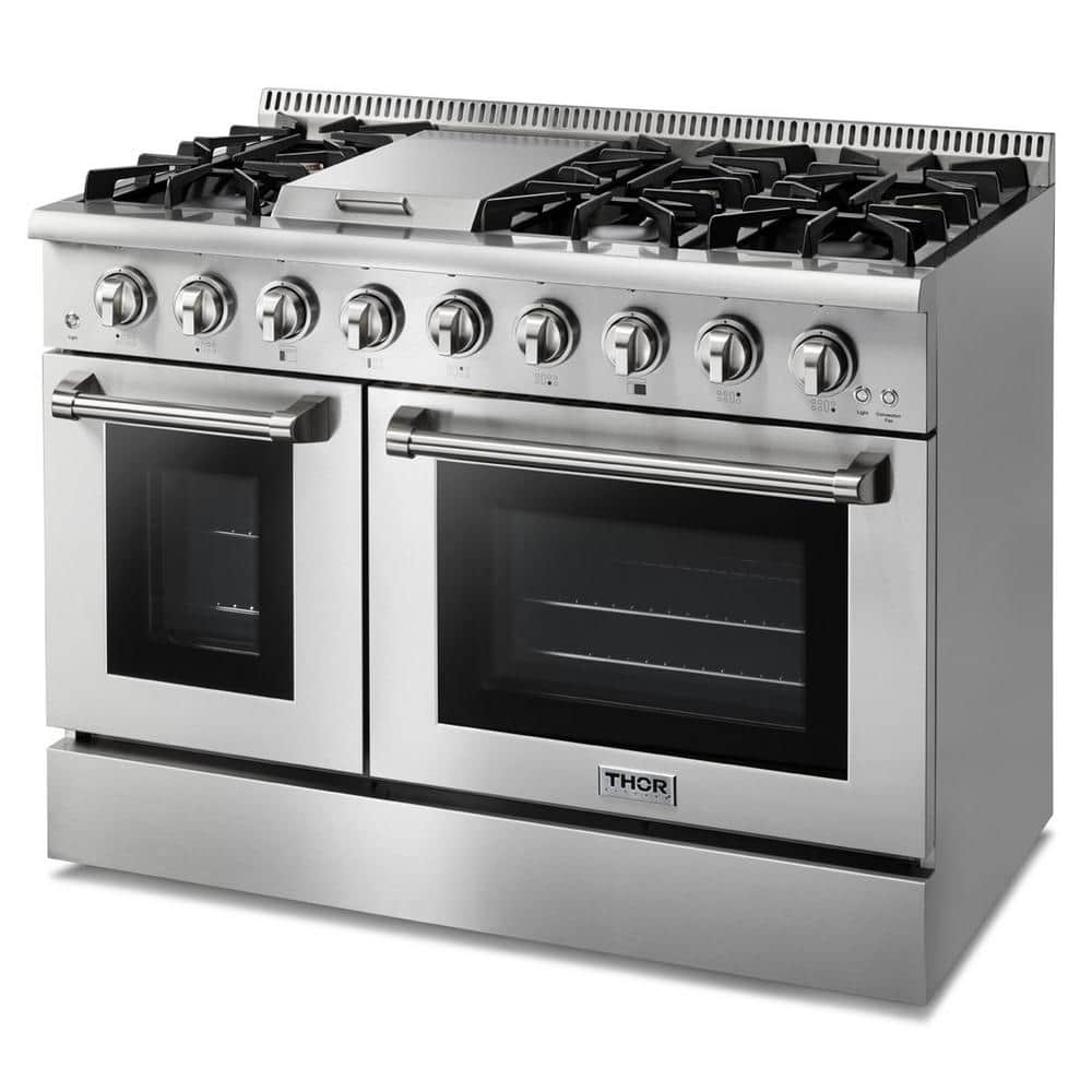 Thor Kitchen 48-Inch Stainless Steel Freestanding Gas Range with Griddle