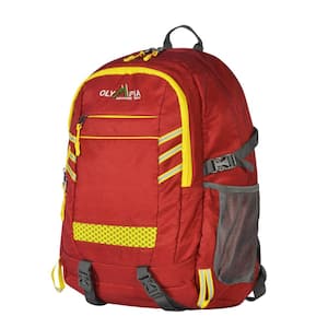 Huntsman 25L 19 in. Red and Yellow Outdoor Backpack with retractable USB cord