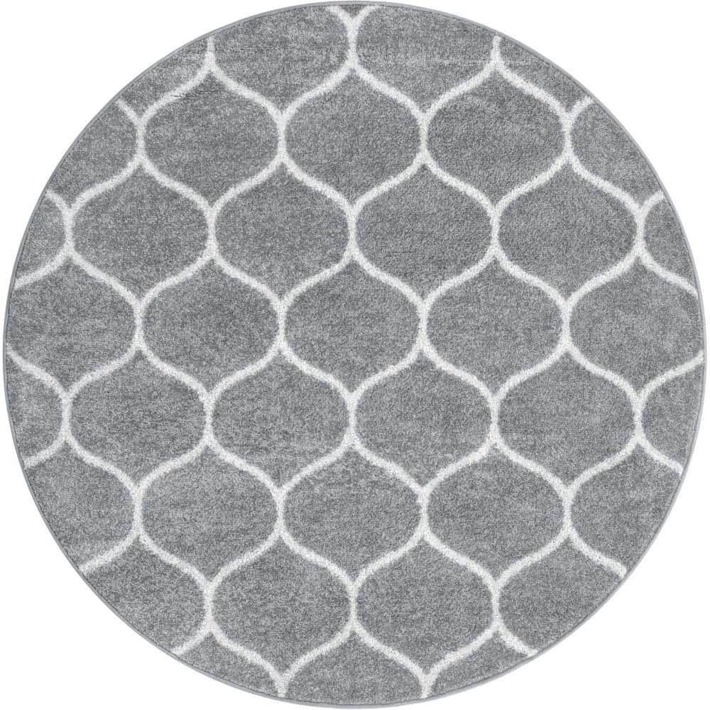 Trellis Frieze Rounded Light Gray 6 ft. x 6 ft. Area Rug price history on PriceWatchPro
