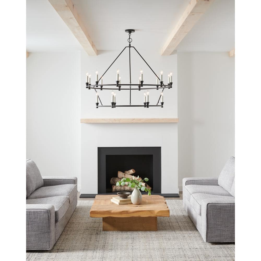 Keystone 18-Light Aged Iron Wagon Wheel Chandelier