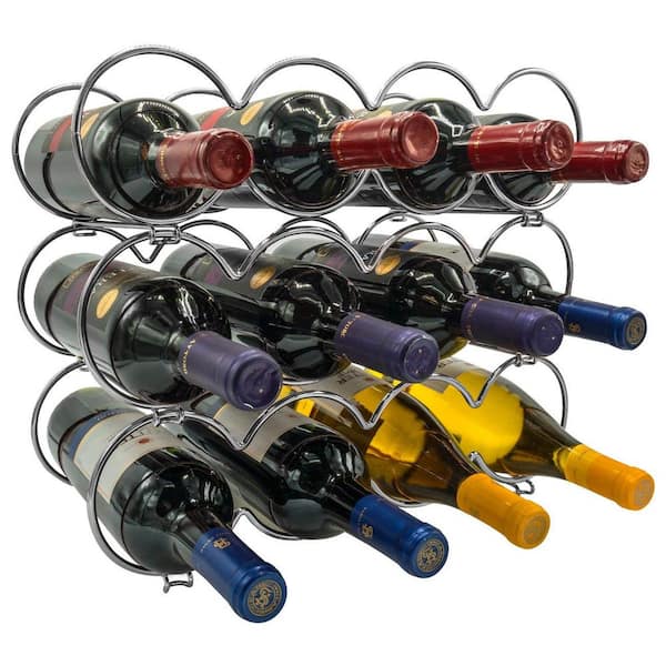 Sorbus 3-Tier Stackable Round Classic Style Wine Racks for Bottles - Hold 12-Bottles Metal, Silver