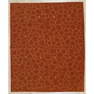 Red 6 ft. x 8 ft. Handwoven Wool Modern Flat Weave Area Rug