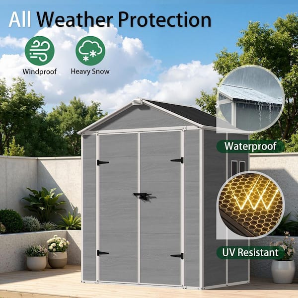INMITOM 6 ft.x 4 ft. Resin Outdoor Storage Shed with Lockable