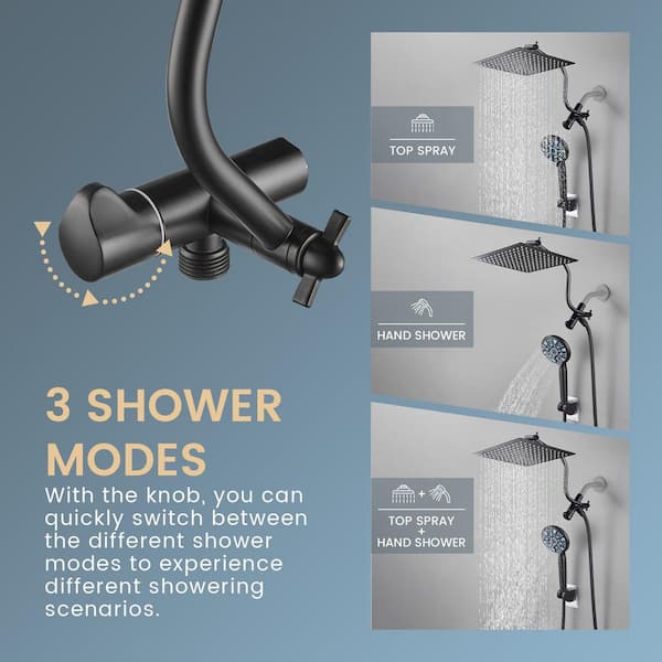 Zalerock Rainfall 9-Spray Wall Mount Dual Shower Head and Handheld