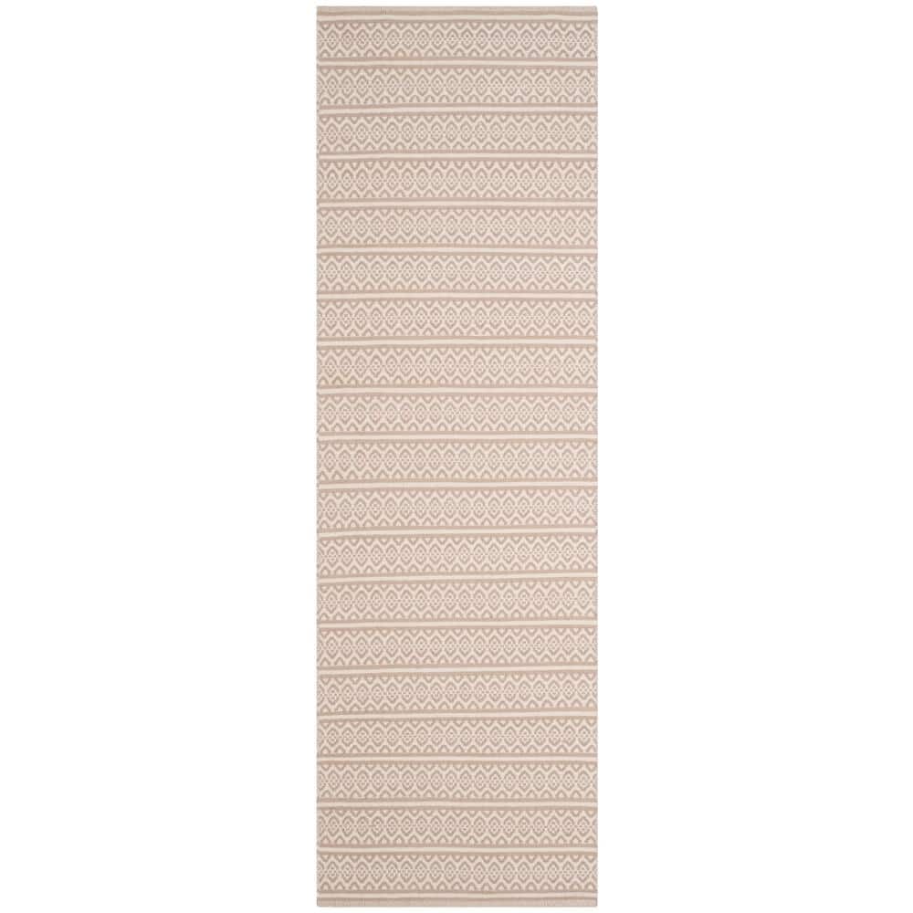 Coastal Charm Hand-Woven Gray and Ivory Stripe Wool-Cotton Runner Rug
