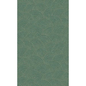 Green Seashell Like Art Deco Geometric Printed Non-Woven Non-Pasted Textured Wallpaper 57 sq. ft.