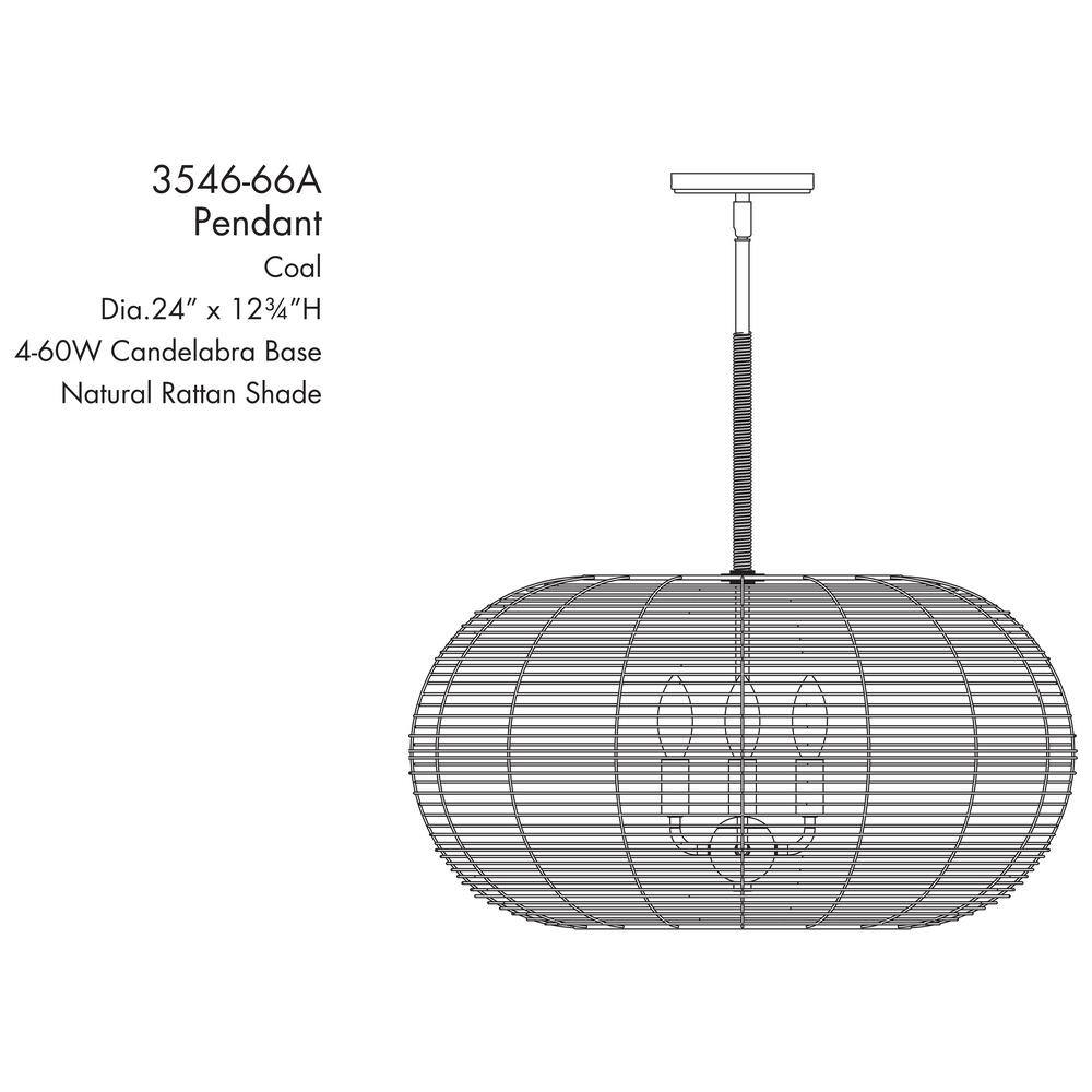Modjeska 24" Coal Finish 4-Light Incandescent Pendant