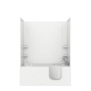 Rampart 5 ft. Walk-in Air Bathtub with 6 in. Tile Easy Up Adhesive Wall Surround in White