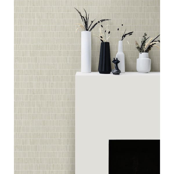 60.75 sq. ft. White Willow Blue Grass Band Embossed Vinyl Unpasted Wallpaper Roll