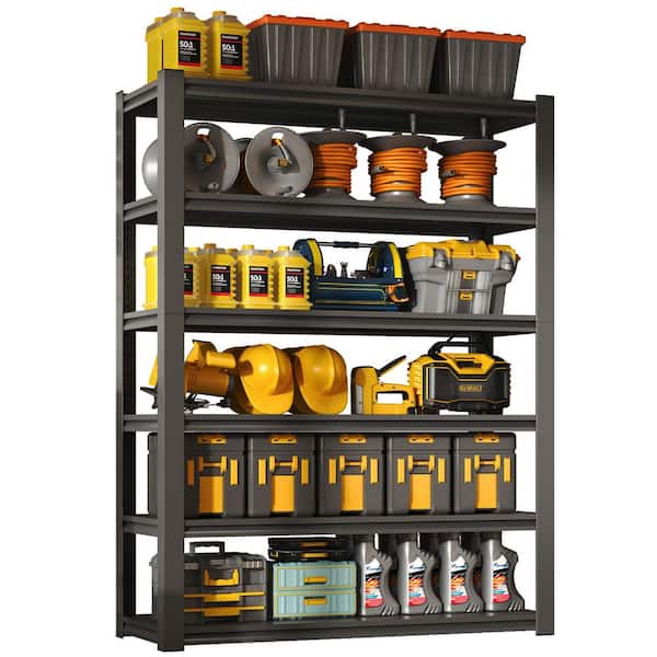 6-Shelf Freestanding Adjustable Metal Garage Storage Shelving Unit in Black (48 in. W x 82.4 in. H x 18 in. D)