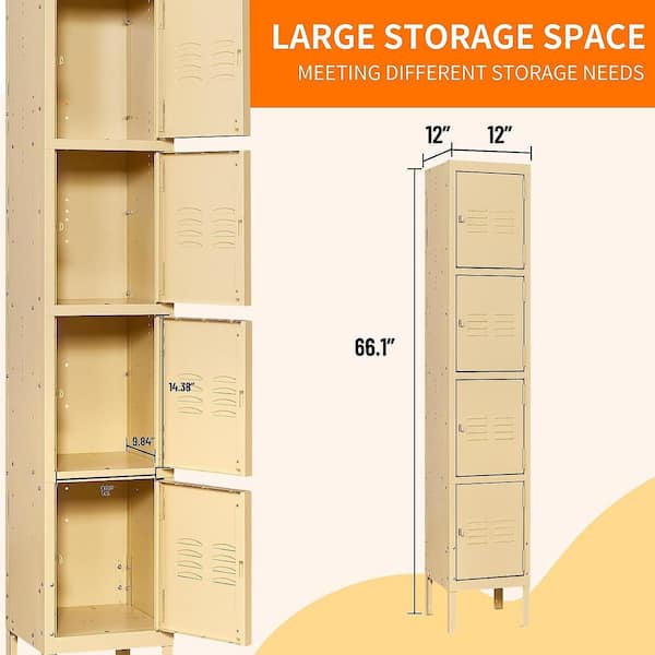 Mlezan 4-Tier Metal Locker with 4-Doors, Storage Locker for Gym