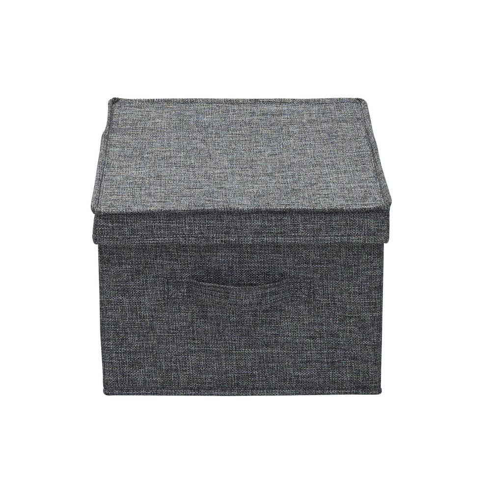 Graphite Large Fabric Storage Bins with Lids, Set of 2