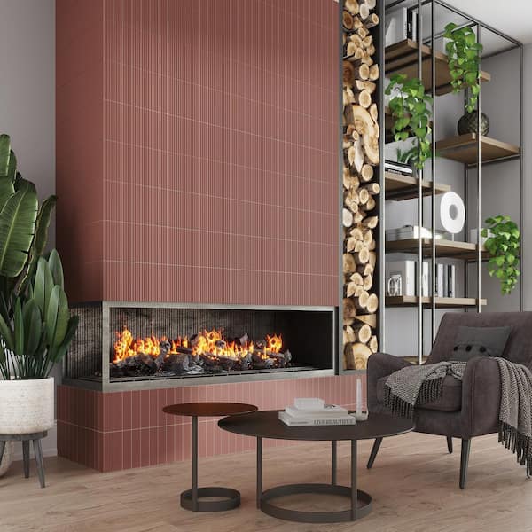 Apollo Tile Arte Red 1.97 in. x 7.87 in. Matte Ceramic Subway Deco