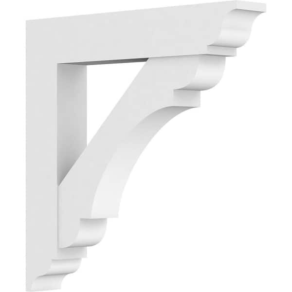 Ekena Millwork 5 in. x 36 in. x 36 in. Olympic Bracket with Traditional Ends, Standard Architectural Grade PVC Bracket