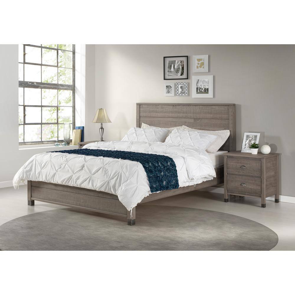 Baja Rustic Grey Solid Pine 2-Drawer Nightstand