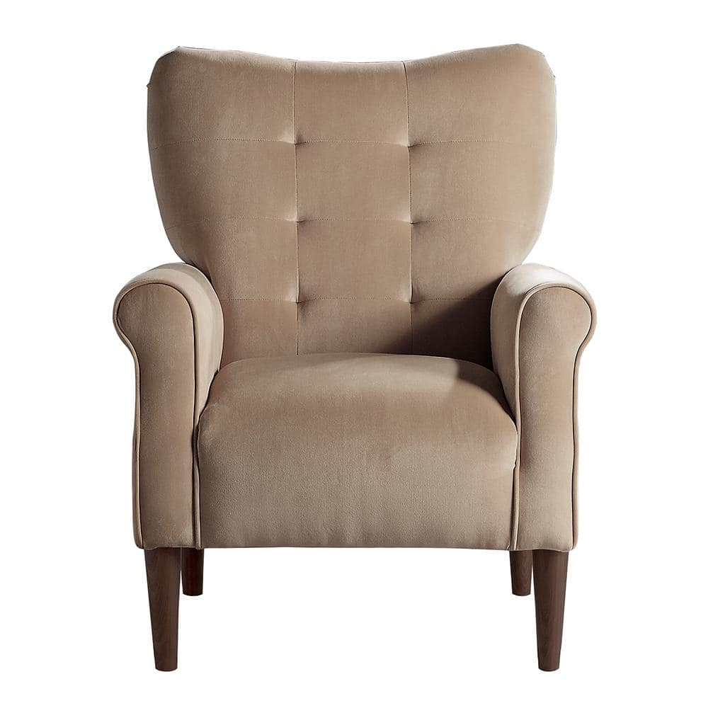 Kyrie Taupe Velvet Accent Chair with Tapered Legs