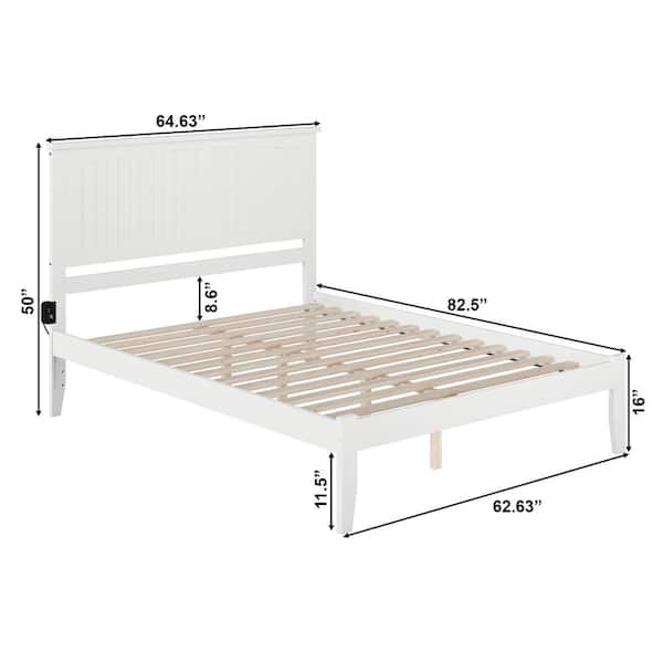 Nantucket Queen Platform Bed with Open Foot Board in White