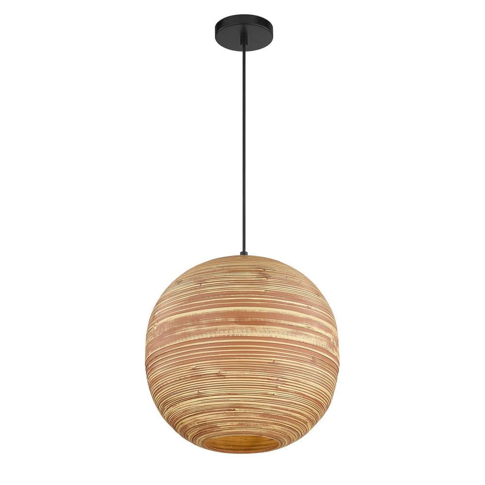 Pharr 12 in. W x 13 in. H 1-Light Matte Black Pendant Light with Spun Bamboo Shade price history on PriceWatchPro