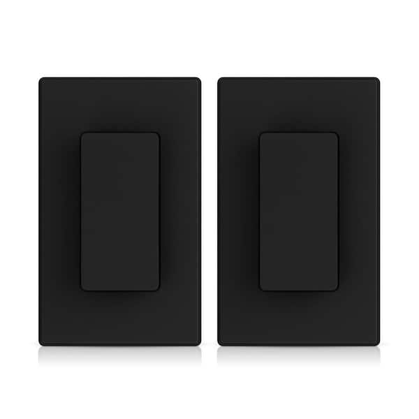 Smart Light Rocker Switch, Single Pole/3 Way, 2.4GHz Wi-Fi Light Switch Compatible w/Alexa & Google Assistant, Black 2PC