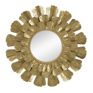 2.8 in. x 37 in. Round Metal Frame Gold Wall Mirror