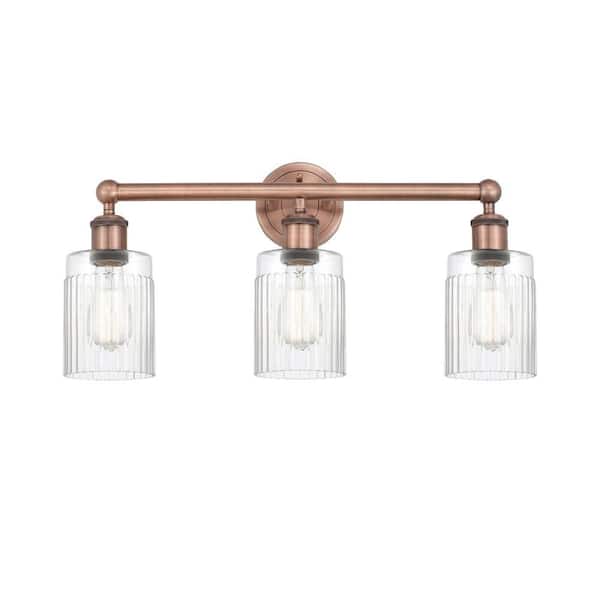 Hadley 22.5 in. 3-Light Antique Copper Vanity Light with Glass Shade