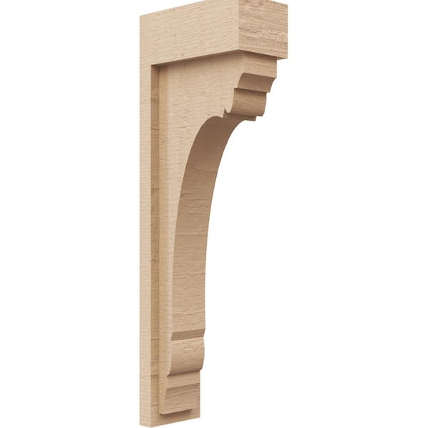 Ekena Millwork 3 in. x 18 in. x 6 in. Thin Warren Rough Cedar Woodgrain TimberThane Corbel, Primed Tan