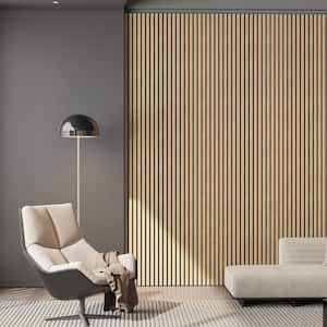 0.9 in. x 1.05 ft. x 7.87 ft. White Oak Acoustic/Sound Absorb 3 D Overlapping Wood Slat Decorative Wall Paneling 2-Pack